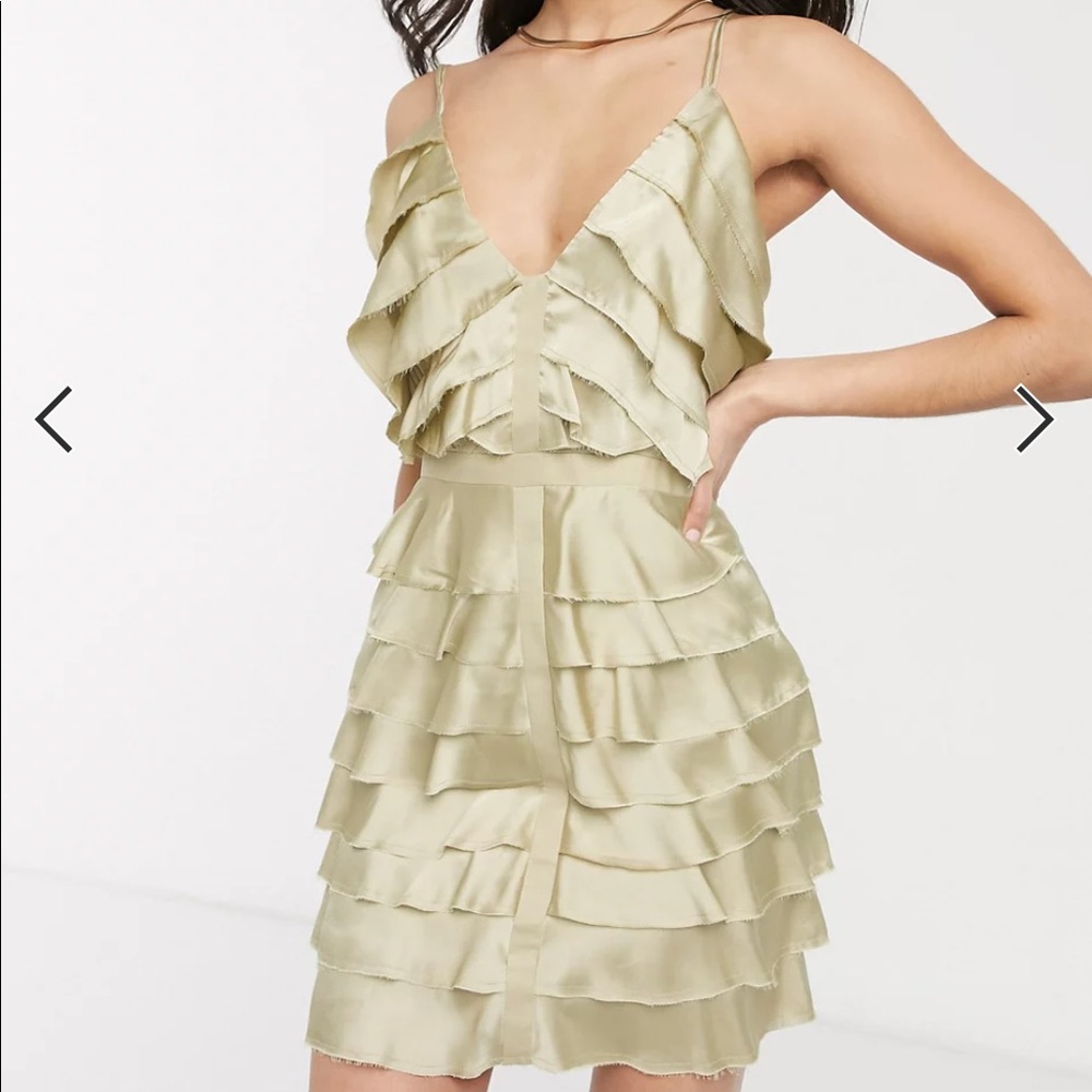 asos satin ruffled dress